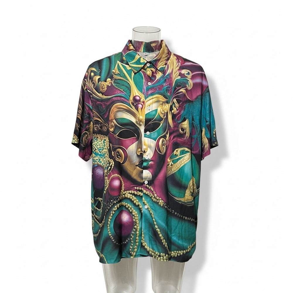 Colorful Mask Print Shirt - Picture 2 of 14